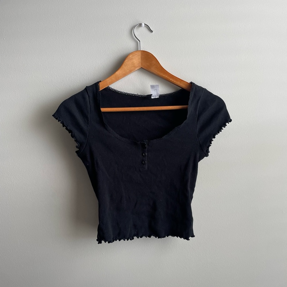 Black Tee with Buttons